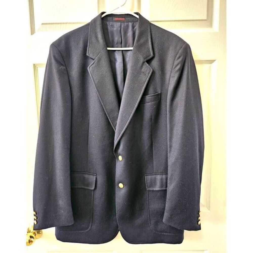 Boston Traders‎ Men's Navy Blazer, 44 L Gold Buttons Made Poland 100% Pure Wool